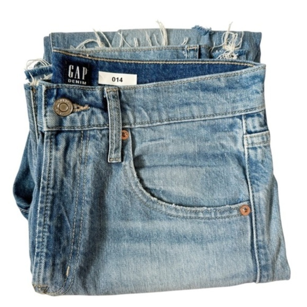 GAP High-Rise Destructed Crop Ankle Flare Jeans Blue 26 EUC